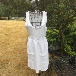 Pink casual bright white knit fabric beachside dress